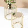 KARE24.se Soffbord Wire - Set med 2 Sidobord i Mässing/Spegelglas, Ø44/32,5cm - KARE Design Best