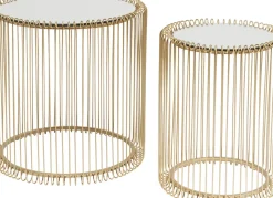 KARE24.se Soffbord Wire - Set med 2 Sidobord i Mässing/Spegelglas, Ø44/32,5cm - KARE Design Best