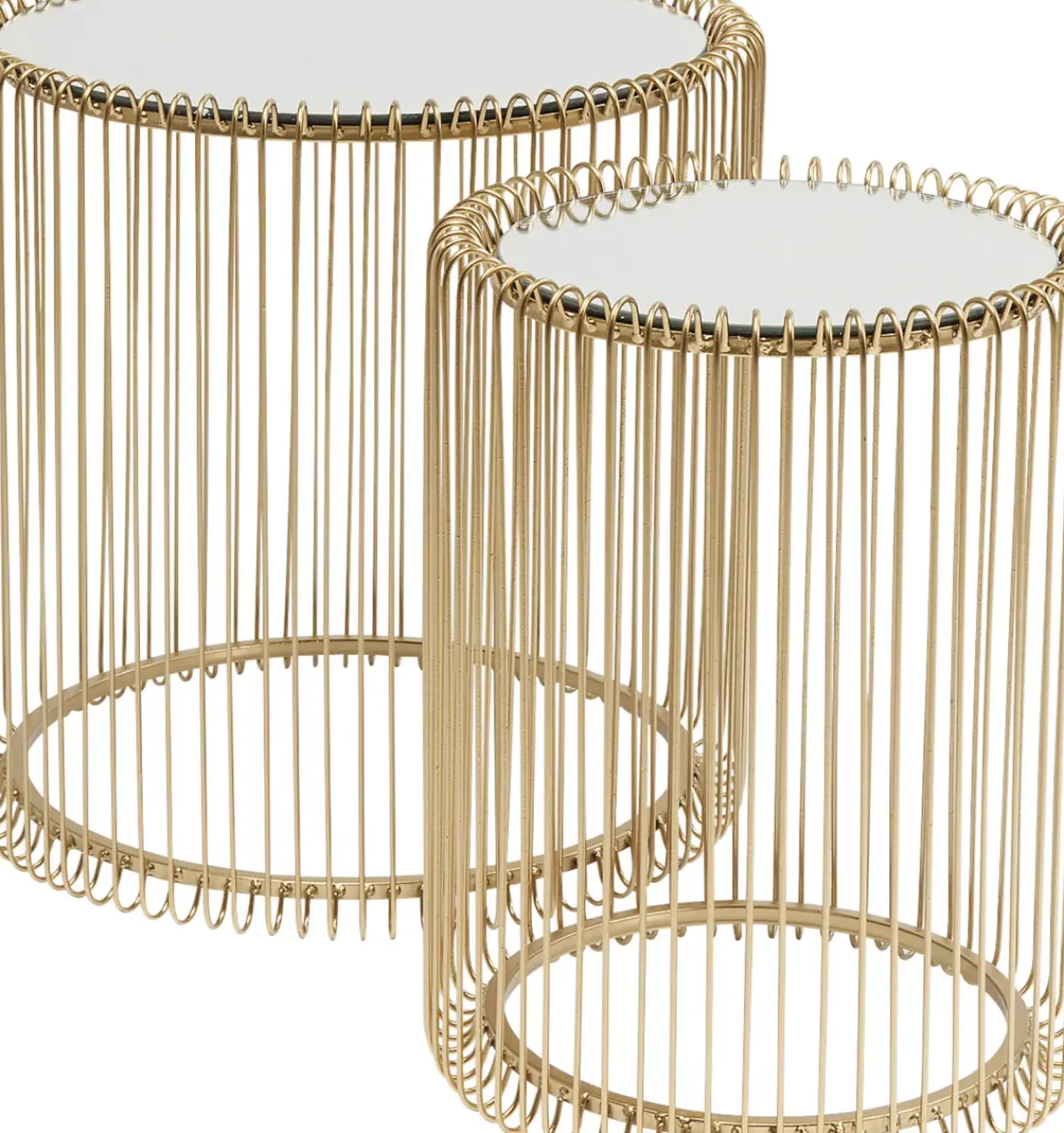 KARE24.se Soffbord Wire - Set med 2 Sidobord i Mässing/Spegelglas, Ø44/32,5cm - KARE Design Best