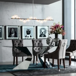 KARE24.se Stol Prince - Matstol i Grå Sammet/Djuphäftade Knappar - KARE Design New