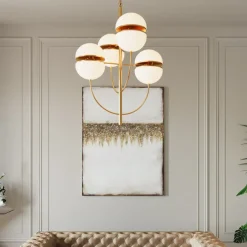 KARE24.se Taklampa Leisha - Mässing/Opalfärgat Glas, 4 Klot - KARE Design Sale