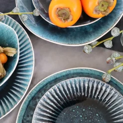 KARE24.se Tallrik Mustique - Glaserat Stengods Aqua Blå-grå, Ø21cm - KARE Design Hot
