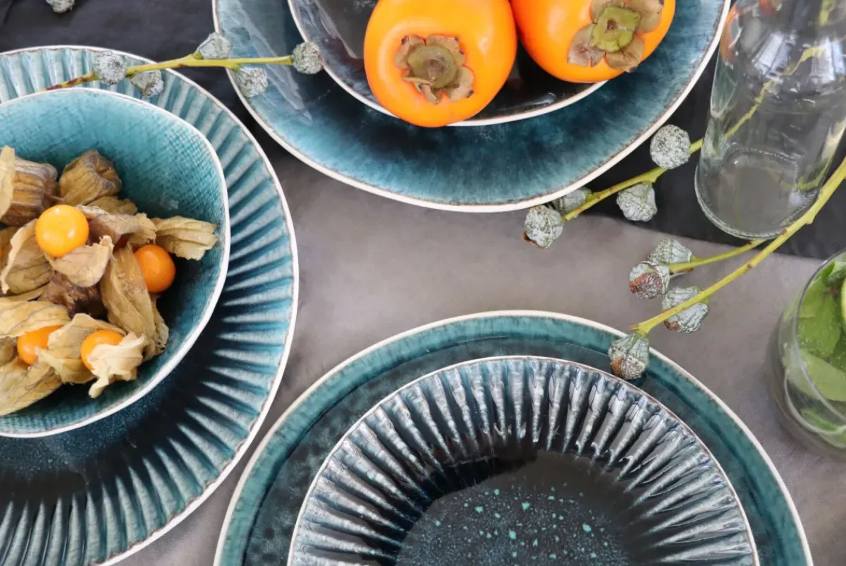KARE24.se Tallrik Mustique Rim - Glaserat Stengods Aqua Blå, Ø29cm - KARE Design Discount