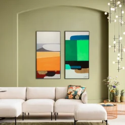 KARE24.se Tavla Abstract Shapes - Grön, 73x143cm - KARE Design Best