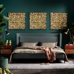 KARE24.se Tavla Flower Guld - 3D Blommor i Djup Plexiram, 80x80cm - KARE Design Outlet