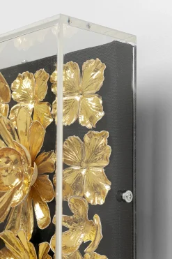 KARE24.se Tavla Flower Guld - 3D Blommor i Djup Plexiram, 80x80cm - KARE Design Outlet