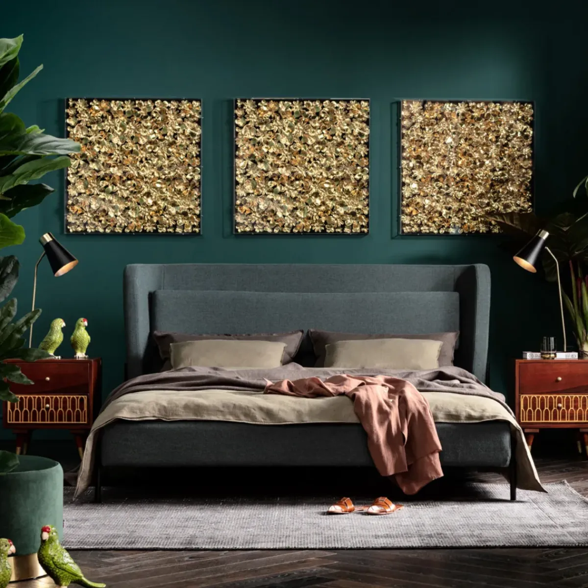 KARE24.se Tavla Flower Guld - 3D Blommor i Djup Plexiram, 80x80cm - KARE Design Outlet