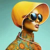 KARE24.se Tavla Sun Hat Woman - Gul LED, 80x80cm - KARE Design Hot