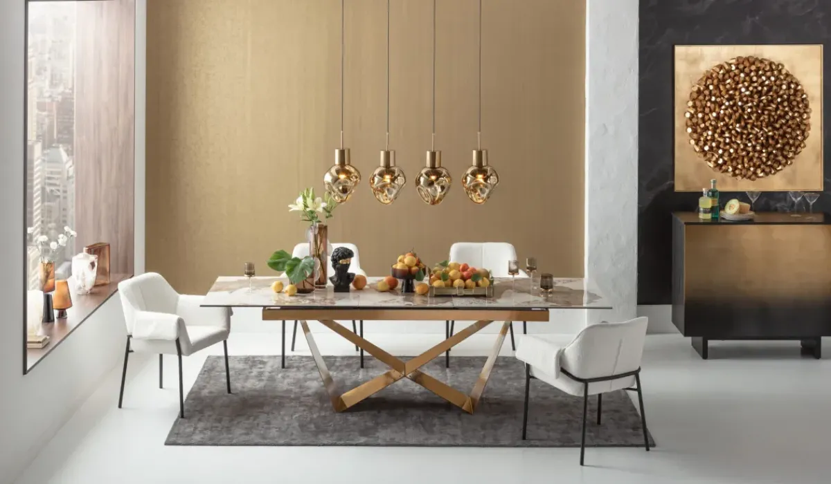 KARE24.se Utdragbart Bord Connesso - Mässing, 200(+60)x100cm - KARE Design Discount