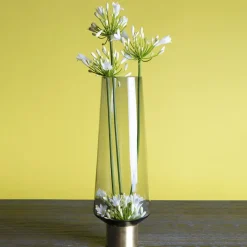 KARE24.se Vas Noble Ring - Hög Glasvas på Fot Tonad Grå/Mässing, 40cm - KARE Design Outlet