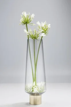 KARE24.se Vas Noble Ring - Hög Glasvas på Fot Tonad Grå/Mässing, 40cm - KARE Design Outlet