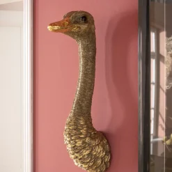 KARE24.se Väggdekor Ostrich - Dekorativ Skulptur Guld, 72cm - KARE Design Discount